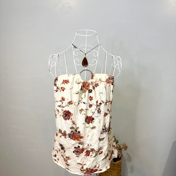 Stunning vintage y2k cream floral ring sleeveless off the shoulder going out top - Picture 1 of 7